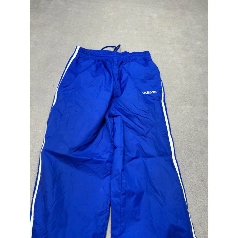 Vintage Adidas Nylon Track Pants Mens Small Blue White Stripe Windbreaker 90s